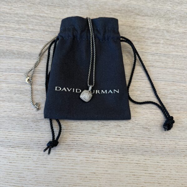 David Yurman Petite Albion Pendant Necklace Sterling Silver with Pavé Diamonds, 7mm