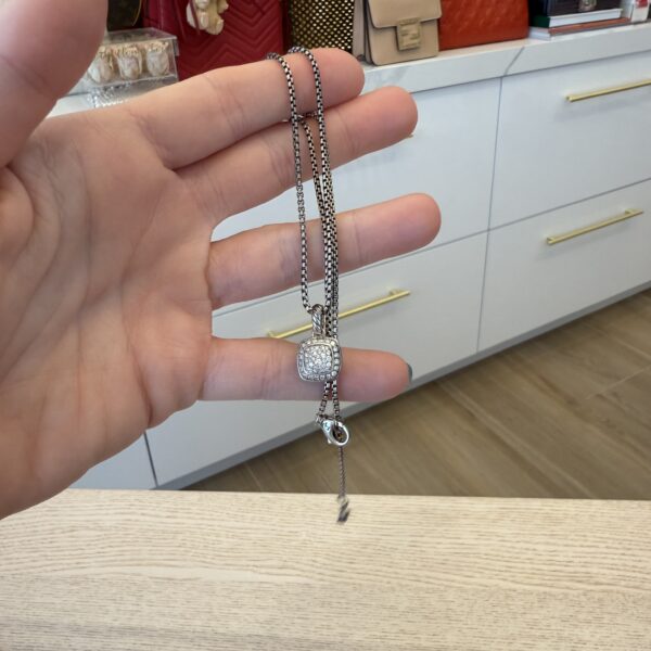 David Yurman Petite Albion Pendant Necklace Sterling Silver with Pavé Diamonds, 7mm