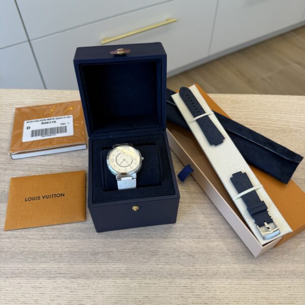 Louis Vuitton Stainless Steel Monogram 38mm Tambour Slim Quartz