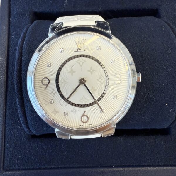 Louis Vuitton Stainless Steel Monogram 38mm Tambour Slim Quartz