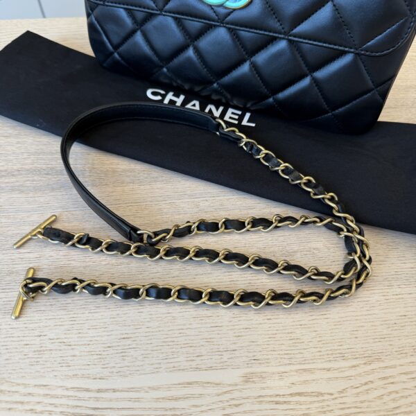 Chanel Lambskin Quilted Small Trendy CC Dual Handle Flap Bag Black Gold Hardware