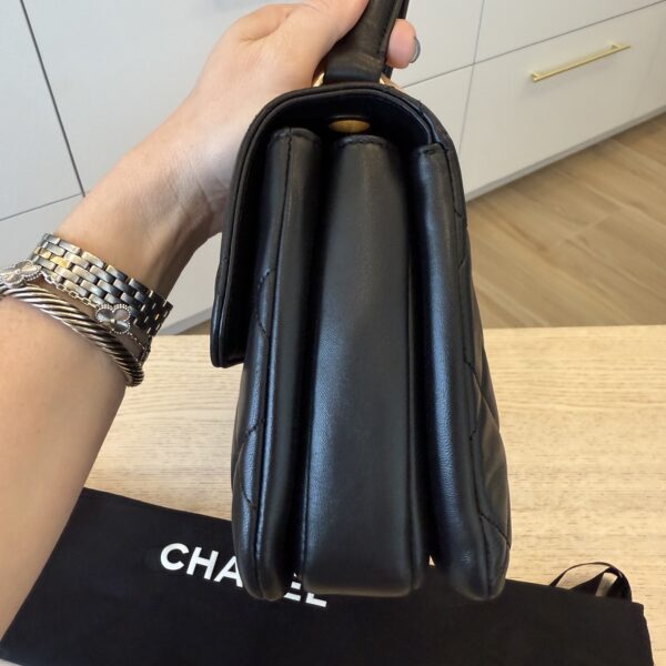 Chanel Lambskin Quilted Small Trendy CC Dual Handle Flap Bag Black Gold Hardware