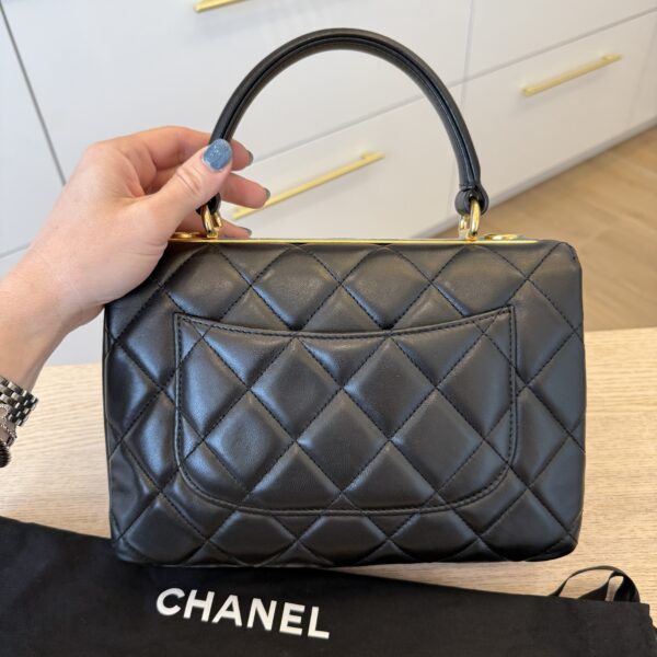 Chanel Lambskin Quilted Small Trendy CC Dual Handle Flap Bag Black Gold Hardware