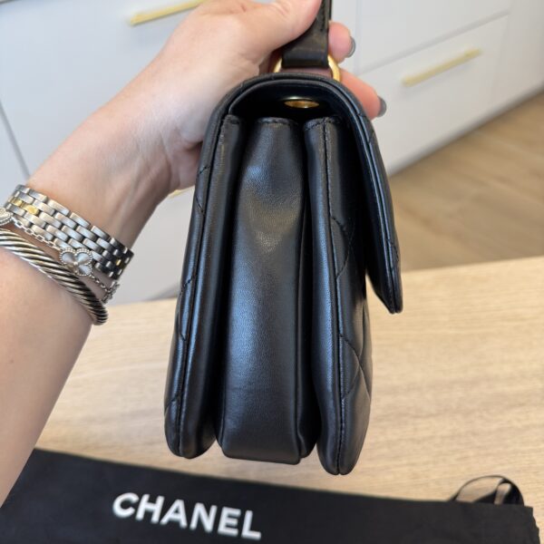 Chanel Lambskin Quilted Small Trendy CC Dual Handle Flap Bag Black Gold Hardware