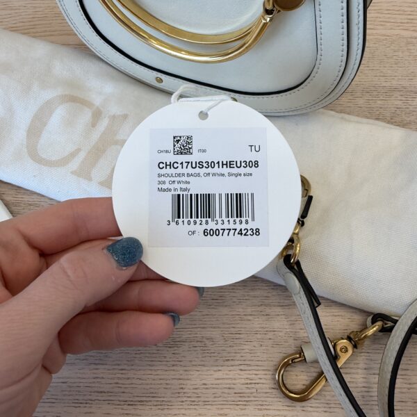 Chloe Calfskin Suede Small Nile Bracelet Bag White