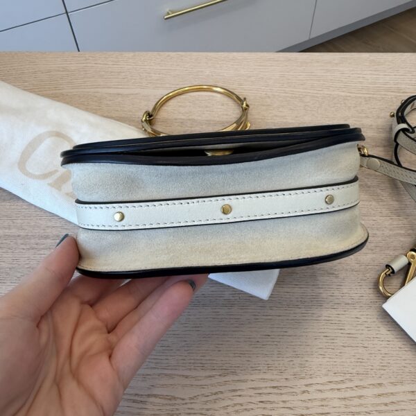 Chloe Calfskin Suede Small Nile Bracelet Bag White