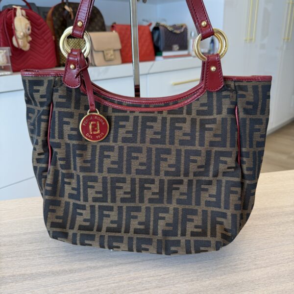 Fendi Zucca Chef Tote Bag in Brown and Red