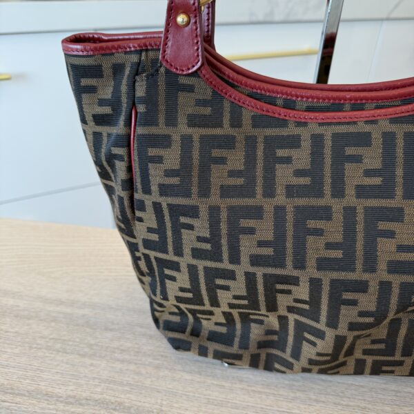 Fendi Zucca Chef Tote Bag in Brown and Red
