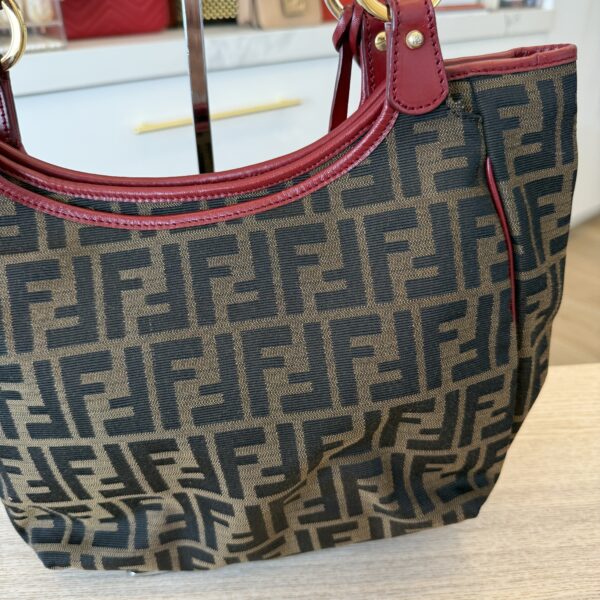 Fendi Zucca Chef Tote Bag in Brown and Red