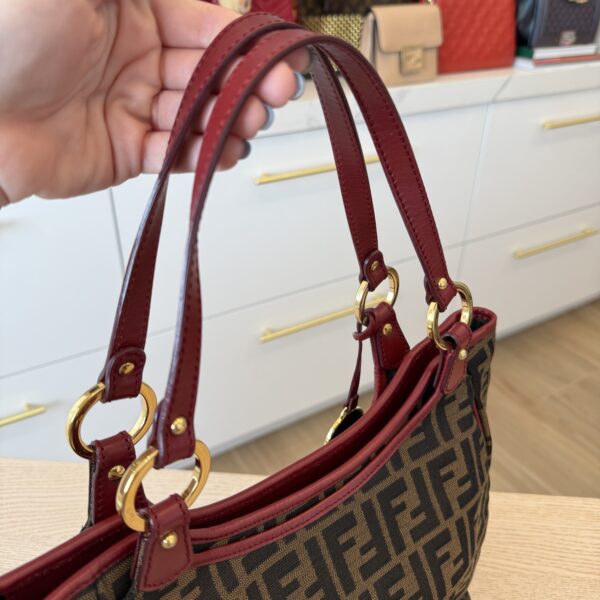 Fendi Zucca Chef Tote Bag in Brown and Red