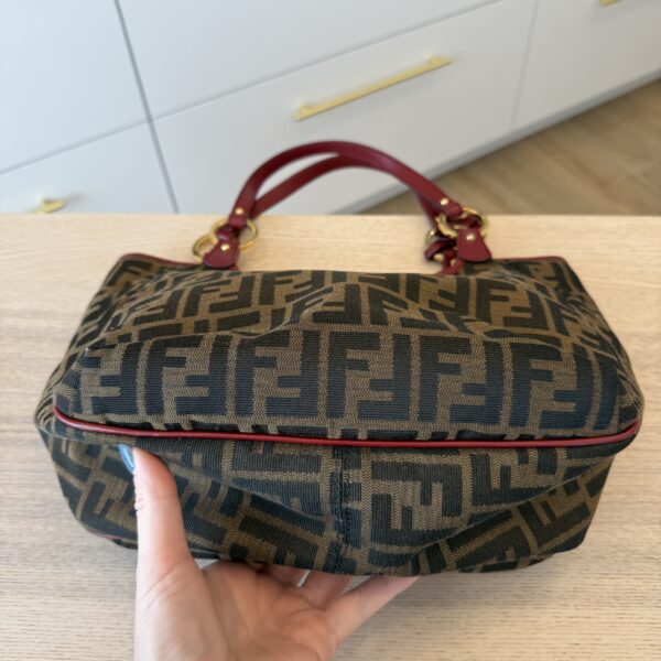 Fendi Zucca Chef Tote Bag in Brown and Red