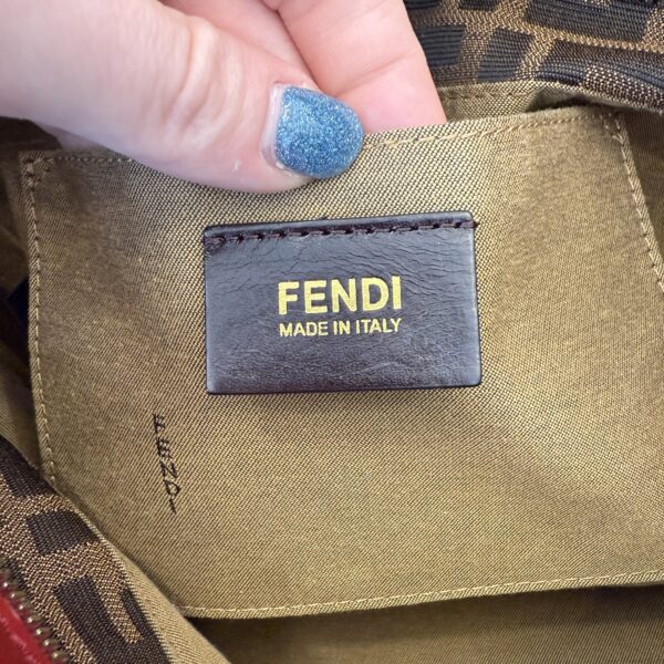 Fendi Zucca Chef Tote Bag in Brown and Red