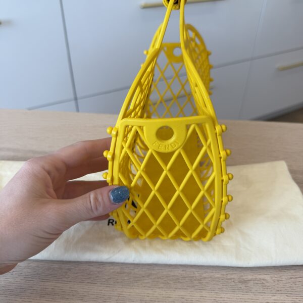 Fendi Recycled Plastic Vitello Liberty Matte Small Fendi Basket Limone