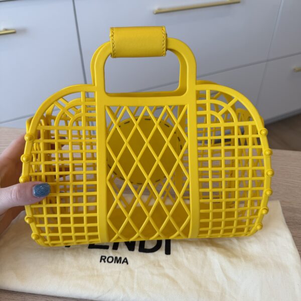 Fendi Recycled Plastic Vitello Liberty Matte Small Fendi Basket Limone
