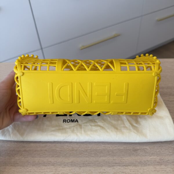 Fendi Recycled Plastic Vitello Liberty Matte Small Fendi Basket Limone