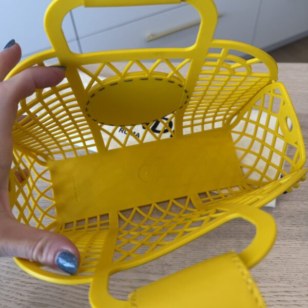 Fendi Recycled Plastic Vitello Liberty Matte Small Fendi Basket Limone