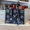Louis Vuitton Empreinte Monogram Giant Onthego MM Navy and Creme and Silk Braided Bag Charm Multicolor