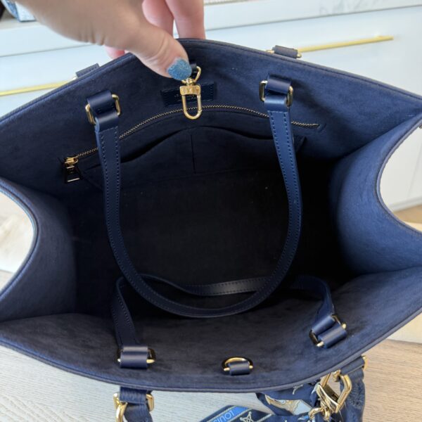 Louis Vuitton Empreinte Monogram Giant Onthego MM Navy and Creme and Silk Braided Bag Charm Multicolor