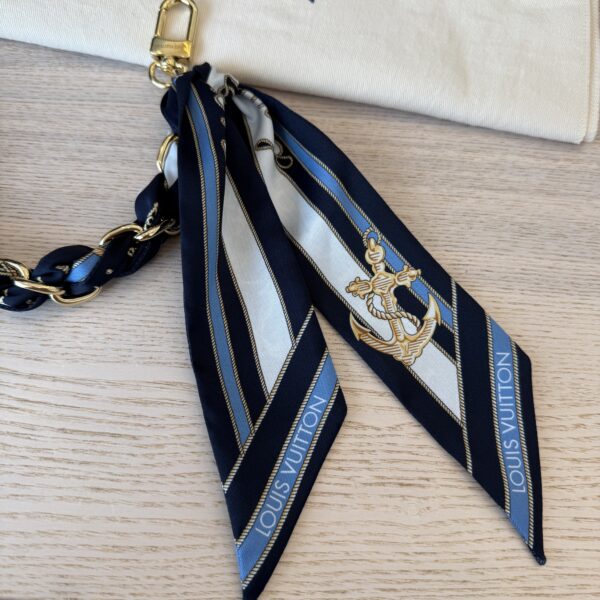 Louis Vuitton Empreinte Monogram Giant Onthego MM Navy and Creme and Silk Braided Bag Charm Multicolor