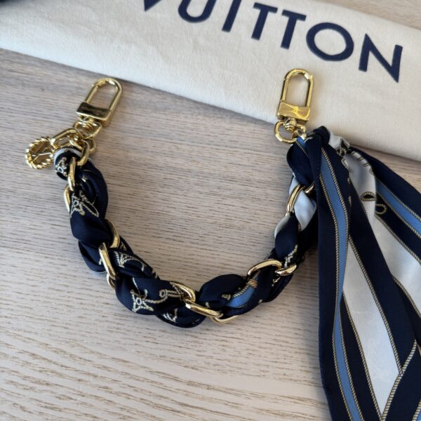 Louis Vuitton Empreinte Monogram Giant Onthego MM Navy and Creme and Silk Braided Bag Charm Multicolor