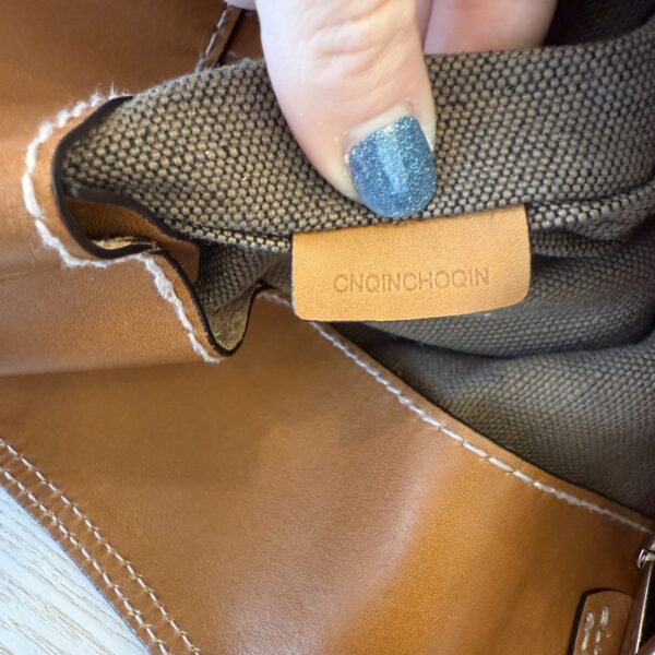 Burberry Canvas Mega Check Medium Ashby Hobo Saddle Brown
