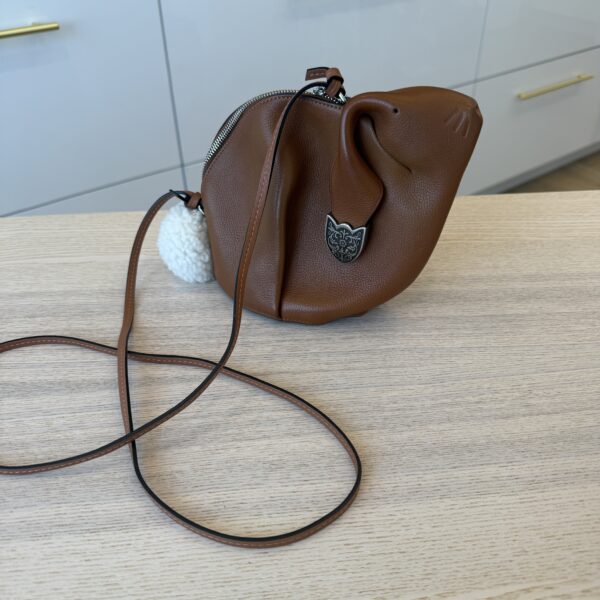 Loewe Calfskin Shearling Mini Bunny Western Crossbody Bag Walnut