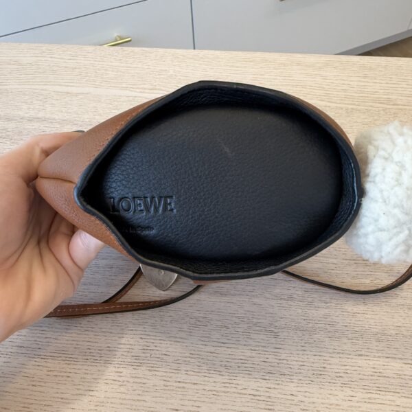 Loewe Calfskin Shearling Mini Bunny Western Crossbody Bag Walnut