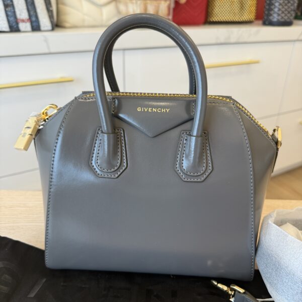 Givenchy New Mini Antigona bag in Box leather Dark Grey