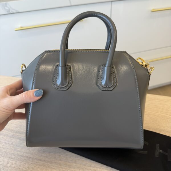 Givenchy New Mini Antigona bag in Box leather Dark Grey