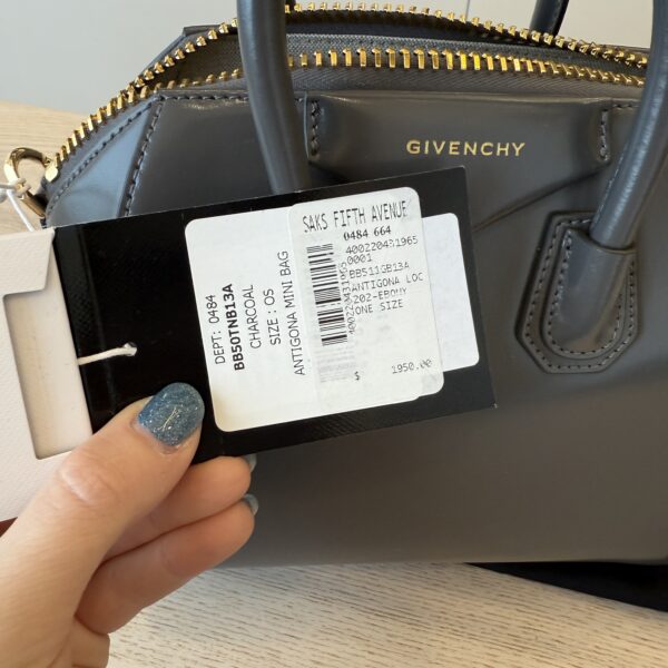 Givenchy New Mini Antigona bag in Box leather Dark Grey