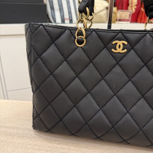 Chanel Calfskin Stitch Surpique Tote Black