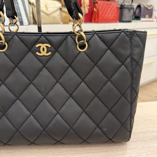 Chanel Calfskin Stitch Surpique Tote Black