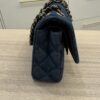 Chanel Printed Denim Quilted Medium Double Flap Dark Blue