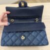 Chanel Printed Denim Quilted Medium Double Flap Dark Blue