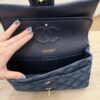 Chanel Printed Denim Quilted Medium Double Flap Dark Blue