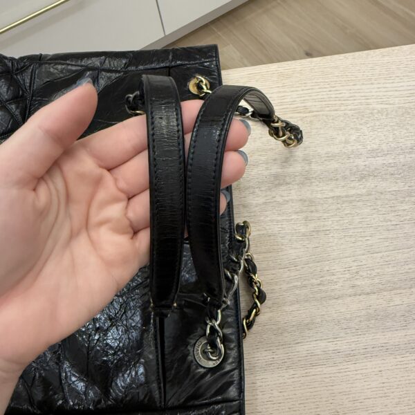 Chanel Shiny Aged Calfskin Quilted Large Shopping Bag Black