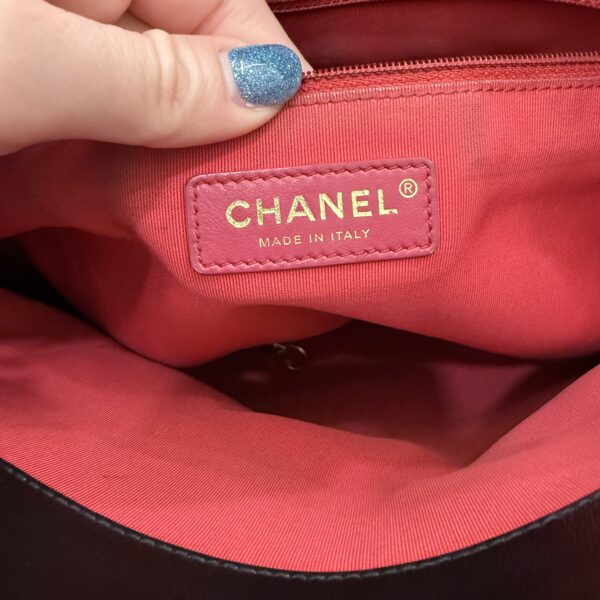 Chanel Shiny Aged Calfskin Quilted Large Shopping Bag Black