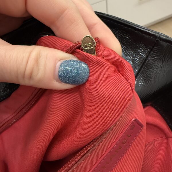 Chanel Shiny Aged Calfskin Quilted Large Shopping Bag Black