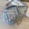 Christian Dior Oblique Embroidered Saddle Bag Gray w/ Strap