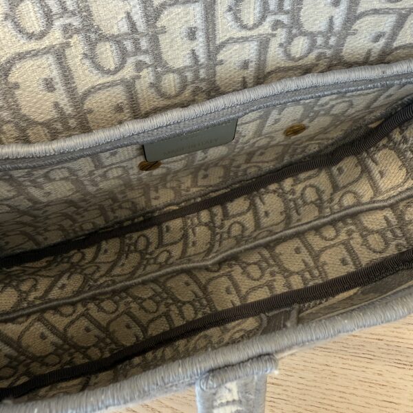 Christian Dior Oblique Embroidered Saddle Bag Gray w/ Strap