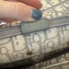 Christian Dior Oblique Embroidered Saddle Bag Gray w/ Strap