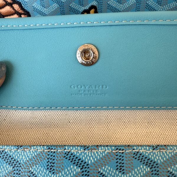 Goyard Goyardine Embroidered Seahorse Reversible Anjou PM Turquoise