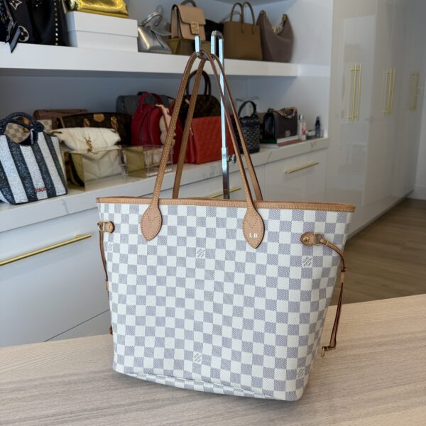 Louis Vuitton Damier Azur Neverfull MM NM Rose Ballerine
