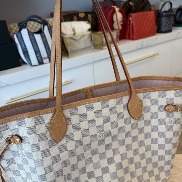 Louis Vuitton Damier Azur Neverfull MM NM Rose Ballerine