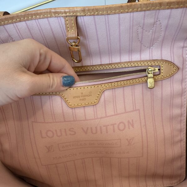 Louis Vuitton Damier Azur Neverfull MM NM Rose Ballerine
