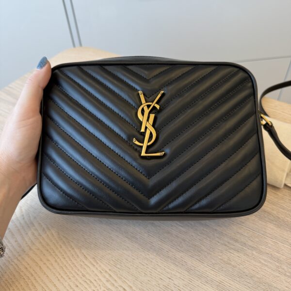 Saint Laurent Calfskin Monogram Lou Camera Black Gold Hardware