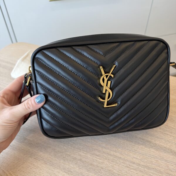 Saint Laurent Calfskin Monogram Lou Camera Black Gold Hardware