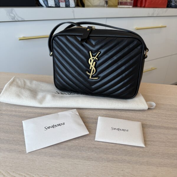 Saint Laurent Calfskin Monogram Lou Camera Black Gold Hardware
