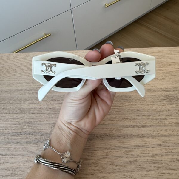 Celine Sunglasses Triomphe White Silver Hardware