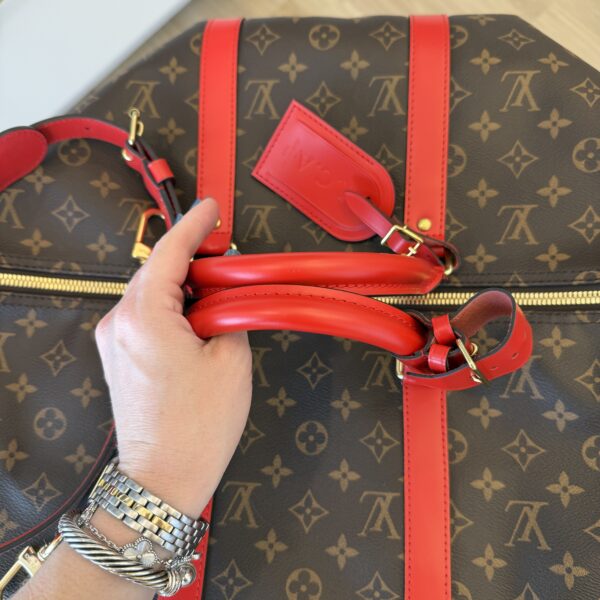 Louis Vuitton Coquelicot Monogram Canvas Keepall Bandouliere 50 Bag